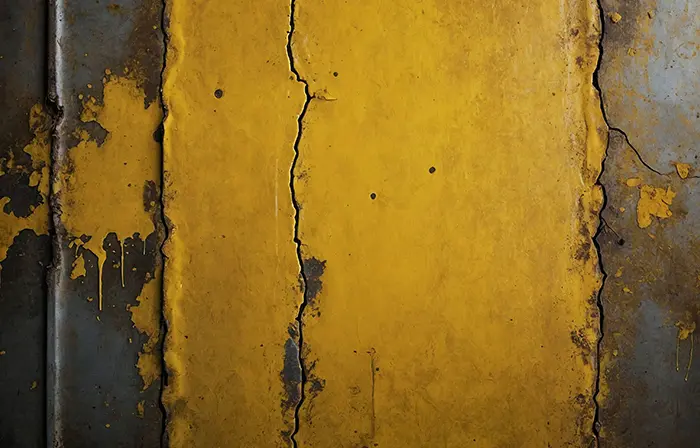 Aged Yellow Paint Grunge Metal Plate Texture Backdrop